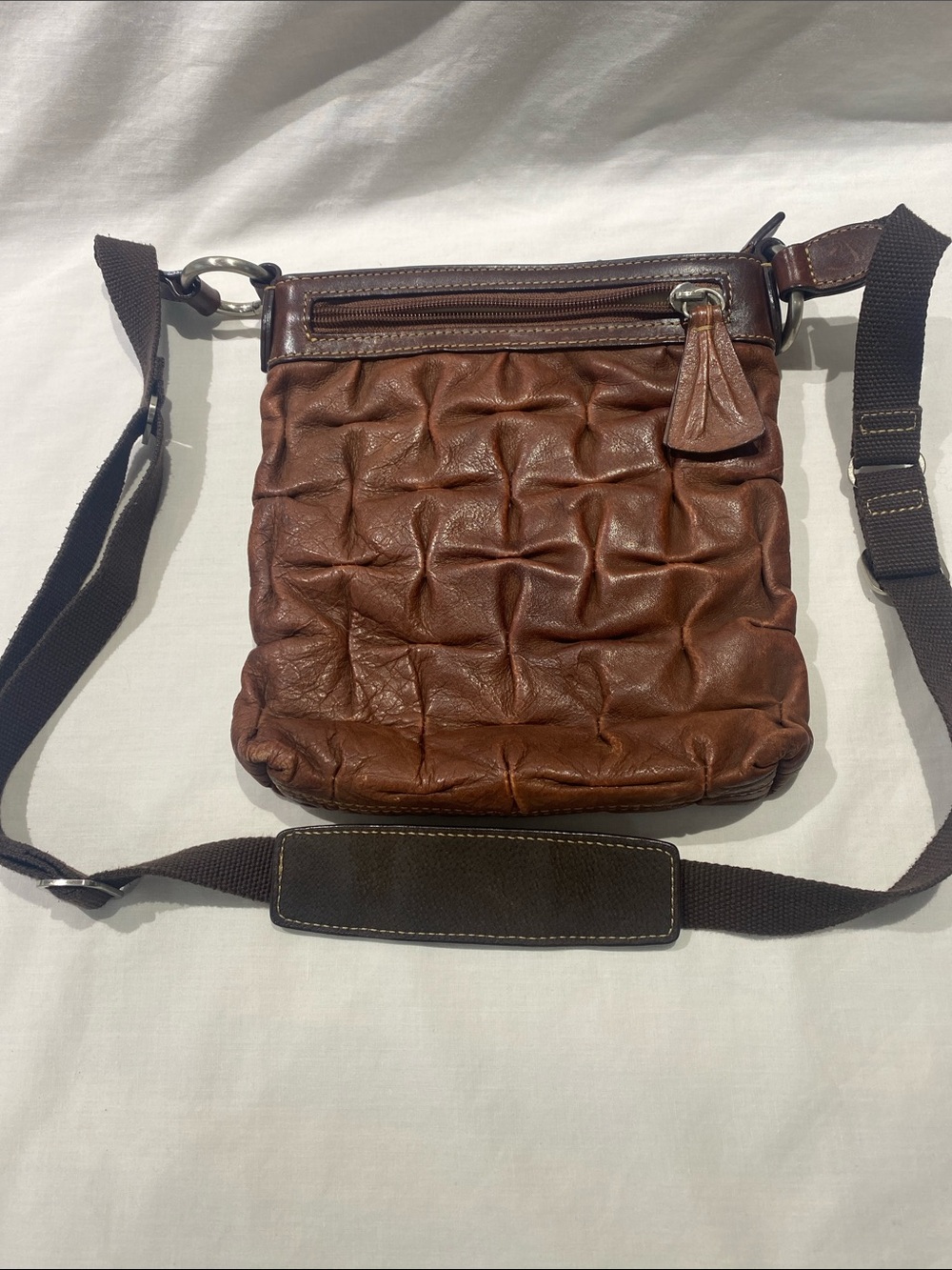 Sundance Brown Quilted Leather Messenger Crossbody